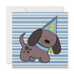 Puppy 5th Birthday Party Boys Blue Custom Invite invitations