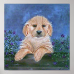 Puppy and Flowers Print
