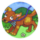 Puppy and his balloon in a park stickers