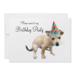 Puppy in Party Hat Birthday Invitation