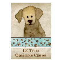 "Puppy Love," Brown Puppy Paws Art Doggy Day Care Business Card Templates