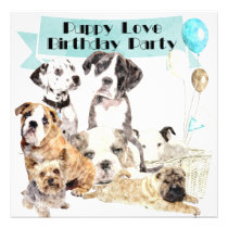 Puppy Love Customized Birthday Invitation invitations
