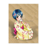 Puppy Love Yukata Girl postcards