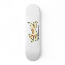 Puppy running with toungue out skate boards