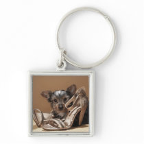 Puppy with damaged shoe key chains