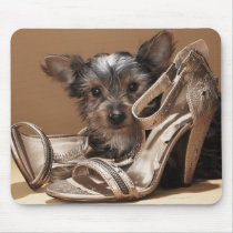 Puppy with damaged shoe mouse pad
