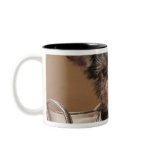 Puppy with damaged shoe coffee mug