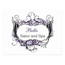 purp black and white Chic Business Thank You Cards Post Card
