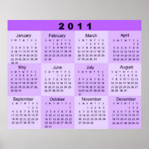 Purple 2011 Year at a Glance Poster Print