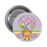Purple 2nd Birthday Monkey and Balloons Button