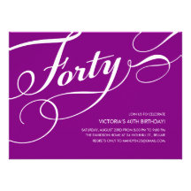 Purple 40th Birthday Invitations