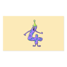 Purple 4th birthday Cartoon. Business Card