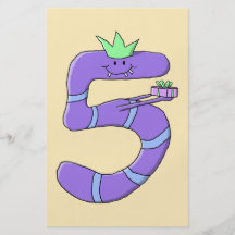 Purple 5th Birthday Cartoon. Custom Flyer