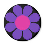 Purple 60's Flower Power magnets