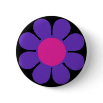Purple 60's Flower Power Pin