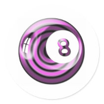 Purple 8 ball round sticker
