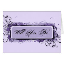 Purple Abstract Floral Be My Bridesmaid Card