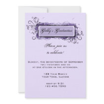 Purple Abstract Floral Graduation Party Invitation