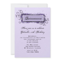 Purple Abstract Floral Quinceanera Invitation