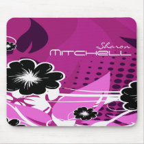 Purple Abstract Flowers Mouse Mat