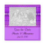 purple abstract save the date magnets