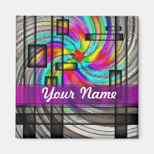 Purple abstract swirl fridge magnets
