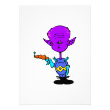 Purple Alien with raygun Invitation