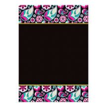 Purple and Aqua Blue paisley pattern Personalized Announcement