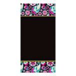 Purple and Aqua Blue paisley pattern Personalised Photo Card