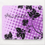 Purple and Black Abstract Flowers Mousepad