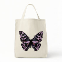 Purple and Black Butterfly Tote Bags