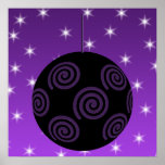 Purple and Black Christmas Bauble. Custom posters