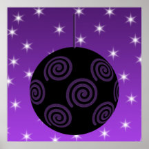 Purple and Black Christmas Bauble. Poster