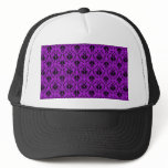 Purple and Black Damask Design. Gothic. Trucker Hat