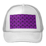 Purple and Black Damask Design. Gothic. Mesh Hats
