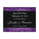 Purple and Black Damask Save The Date Postcard