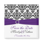 Purple and Black Damask Wedding Favour Magnet