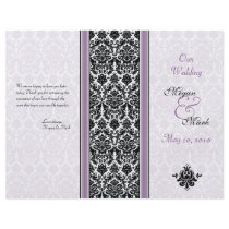 Purple and Black Damask Wedding Program