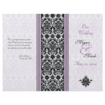 Purple and Black Damask Wedding Program flyers