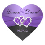 Purple and Black Joined Hearts Wedding Sticker