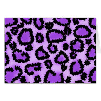 Purple and Black Leopard Print Pattern. Greeting Cards