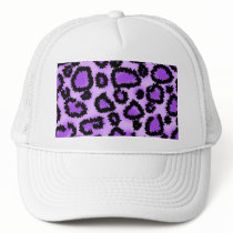 Purple and Black Leopard Print Pattern. Mesh Hat