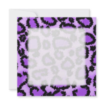 Purple and Black Leopard Print Pattern. Personalized Invite