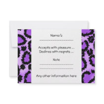 Purple and Black Leopard Print Pattern. Custom Invitation