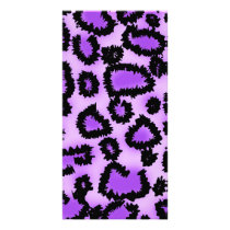 Purple and Black Leopard Print Pattern. Custom Photo Card
