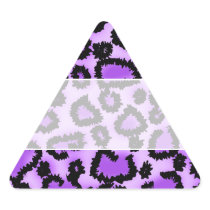 Purple and Black Leopard Print Pattern. Triangle Sticker