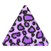 Purple and Black Leopard Print Pattern. Triangle Stickers
