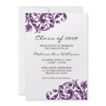 Purple and Black Swirl Graduation Announcement invitations