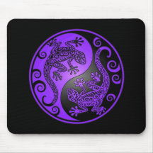 Purple and Black Yin Yang Geckos Mousepads
