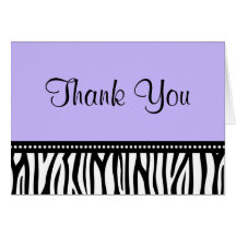Purple and Black Zebra Thank You Greeting Cards